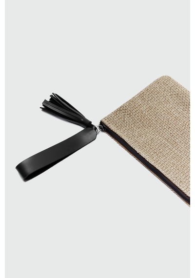Shule Bags Juno Püskül Detaylı Hasır Clutch Çanta Siyah Siyah