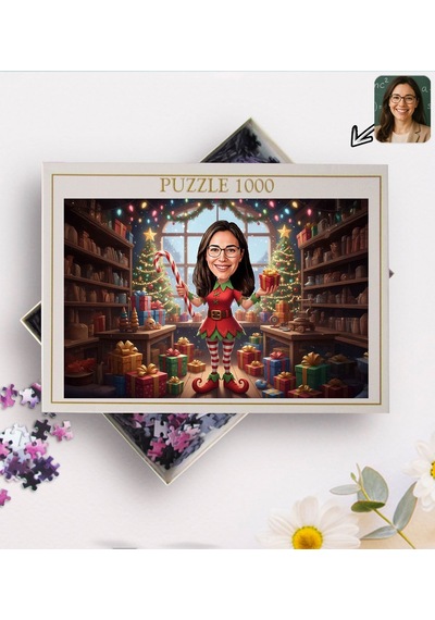 Bk Gift Kişiye Özel Kadın Yılbaşı Karikatür Tasarımlı 1000 Parça Profesyonel Puzzle-1, 1000 Puzzle, Yeni Yıl Hediyesi, Yılbaşı Hediyesi Kobitmeyencom3