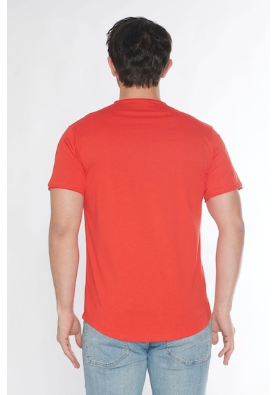 Black Horn Erkek Geniş Yaka %100 Pamuk Salaş T-shirt Kırmızı