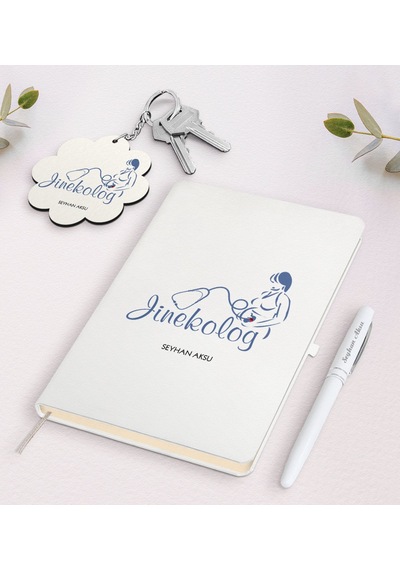 Kişiye Özel Jinekolog Beyaz Defter Kalem Ve Anahtarlık Set N11.8770