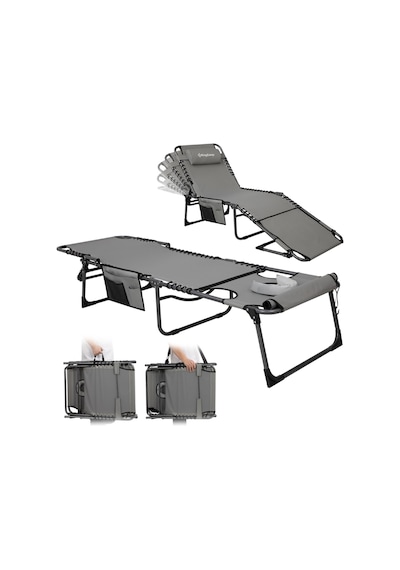 Kingcamp Magnolia B10 Hands-free Premium 7 Kademeli Katlanır Şezlong Grey Bej
