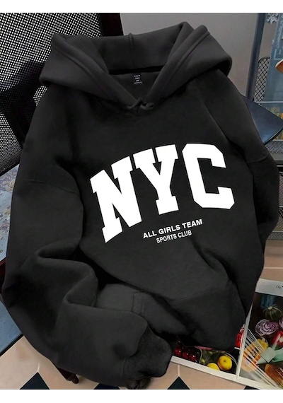 Startmore Popsway Plus Size Women's Slogan Letter 'nyc All Gırls Team Sports Club' City Name Graphic Pr Çok Renkli