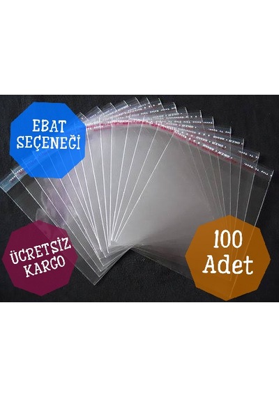Şeffaf Bantlı Jelatin - Yapışkanlı Poşet -100 Adet 40 Cm X 60 Cm