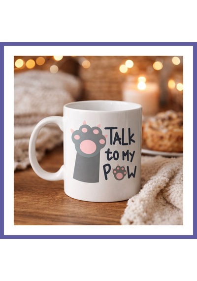 Bezos Talk To My Paw Sevimli Kedi Patili Porselen Kupa Model 57 Nıda Diğer