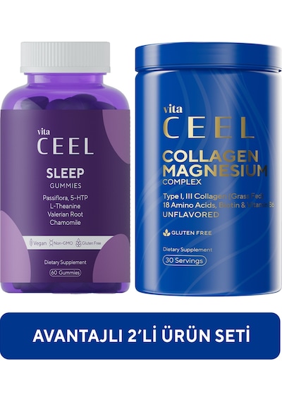 Vita Ceel Sleep 60 Gummies + Collagen Tip 1 3 İçeren Magnezyum Complex 30 Servis