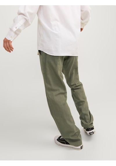Jack & Jones Jack Jones Erkek Rahat Kesim Keten Pantolon 12248606 Beyaz