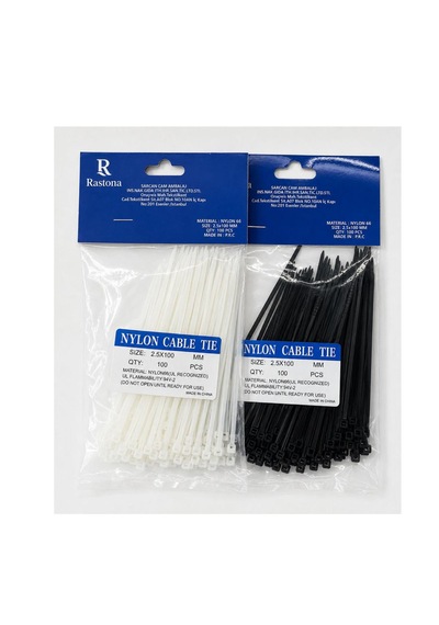 Rastona Kablo Bağı 3,6x200 Mm 5 Paket Siyah - Beyaz Karışık Renk