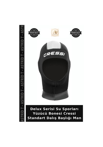 Delux Serisi Su Sporları Yüzücü Bonesi Cressi Standart Dalış Başlığı Man 5mm - S - No:2