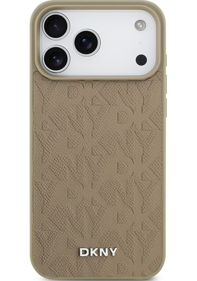 Apple Uyumlu iPhone 17 Pro Max Kılıf Dkny Lisanslı M-safeli 3d Yazılı Grid Pattern Kapak Kahverengi Kahverengi