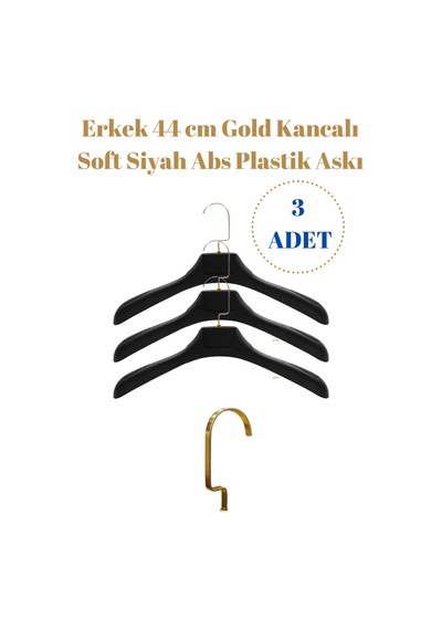 Ceket Askısı Gold Kancalı Plastik Kıyafet Takım Elbise Askısı 3 Adet Diğer