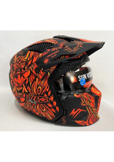 Şefaf ve Siyah Cam + Mt Streetfighter Sv Hellish B5 Modüler Motosiklet Kaskı