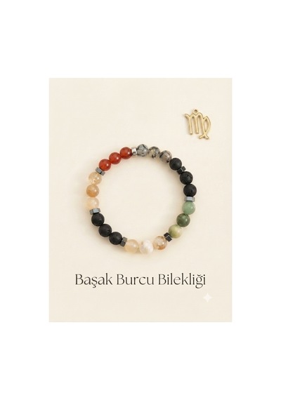 Leyan Doğaltaş Başak Burcu Temalı Doğal Taş Bileklik 10 Mm Unisex 19 Cm Krem Krem