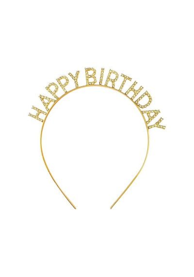 Taç Metal Taşlı Happy Birthday Gold Doğum Günü Tacı Kadın Kız Çocuk Parti Aksesuarı
