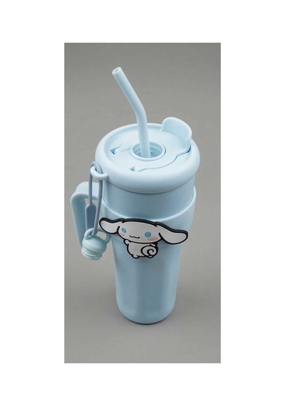 Cinnamoroll Karakter Figürlü Mavi Çelik Pipetli Termos