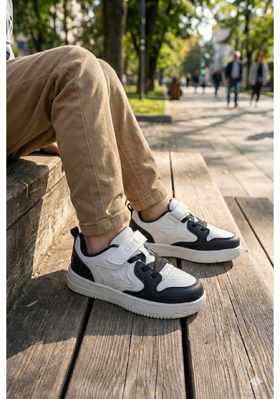 Fort Eldon Cool Rahat Hafif Anatomik Sneaker Erkek Çocuk Ayakkabı SİYAH-BEYAZ