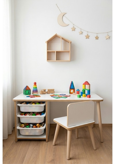 Çocuk Masa Sandalye Takımı 90x45 Cm 3 Sepetli Çocuk Çalışma Masası Aktivite Masası Yaz-sil Beyaz Çocuk Masa Sandalye Takımı 90x45 Cm 3 Sepetli Çocuk Çalışma Masası Aktivite Masası Yaz-sil Beyaz