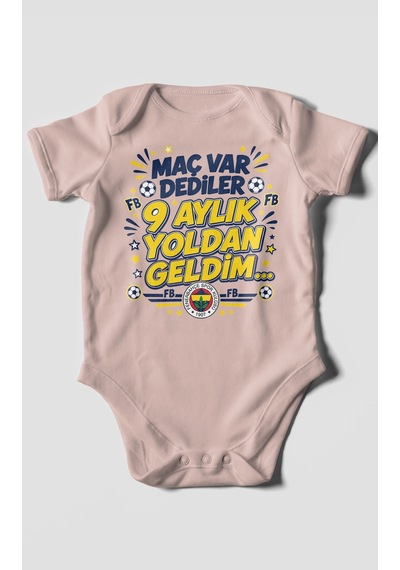 Morivokids Maç Var Dediler Yazılı Kısa Kollu Bebek Body %100 Pamuk Zbn277-kk Pastel Pembe