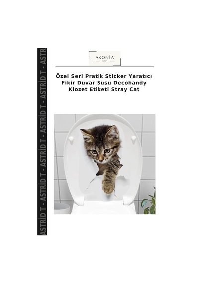 Özel Seri Pratik Sticker Yaratıcı Fikir Duvar Süsü Decohandy Klozet Etiketi Stray Cat