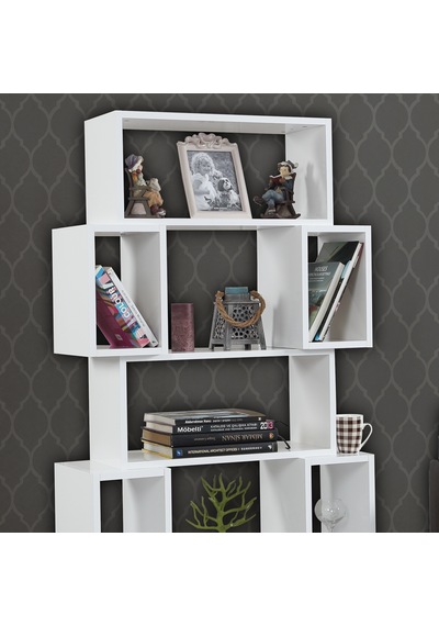 Pasifichome Box Raflı Kutulu Beyaz Kitaplık / Çalışma Odası Kitaplık