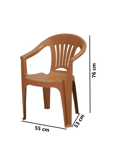 Omnipazar Mt-gf141 Zaffiro Plastik Bahçe Balkon Sandalye 4'lü Set Kahverengi