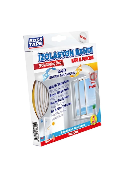 Boss Kapı Pencere Izolasyon Fitili - Bandı Beyaz