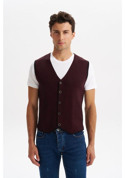 AR-MA Arma Erkek Slim Fit Örme Likralı Pike Triko Yelek Kısa Kollu, %90 Akrilik %10 Wool K0yyo0858 Siyah - Antrasit