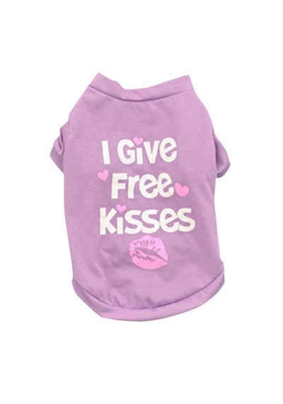 Köpek İçin Lila Renk I Give Free Kisses Baskılı Sweat Pet Kıyafeti