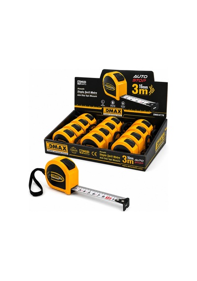 3 M Çelik Şerit Metre 16 Mm Otomatik Stoplu Standart