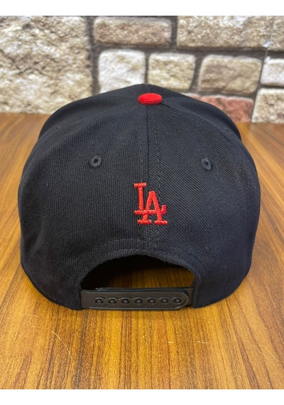 Hamze La Losangeles Nakışlı Hiphop Snapback Rapper Drip Şapka Cap Siyah - Kırmızı