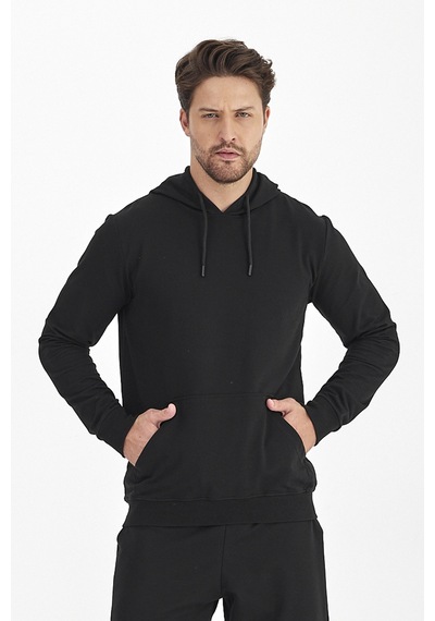 Monox Erkek Kapüşonlu Mevsimlik Sweatshirt 001 Siyah