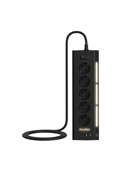 Akım Korumalı 5 Li Priz 2xusb 2xtype-c Çıkış Dokunmatik Işıklı Akım Koruma Çoklu Priz Çoğaltıcı Siyah 0