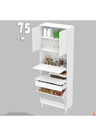 Modilayn Ece Çok Amaçlı Kiler Dolabı Kapaklı Çekmeceli Sepetli - Mutfak Ve Kahve Düzeni 75 Cm Beyaz Modilayn Ece Çok Amaçlı Kiler Dolabı Kapaklı Çekmeceli Sepetli - Mutfak Ve Kahve Düzeni 75 Cm Beyaz