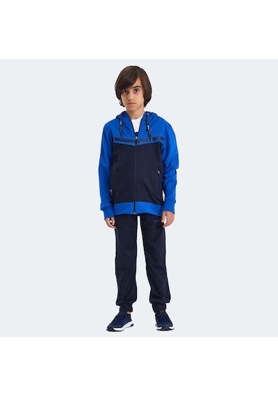 Slazenger NOON Çocuk Fermuarlı Kapüşonlu Cepli Lacivert / Saks Mavi Eşofman Takımı