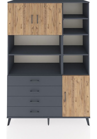 Hyperion Dolap 9 Raflı 4 Çekmeceli 3 Kapaklı 132x44x195 Antrasit-çam/antrasit Atlas Çam/antrasıt Hyperion Dolap 9 Raflı 4 Çekmeceli 3 Kapaklı 132x44x195 Antrasit-çam/antrasit Atlas Çam/antrasıt