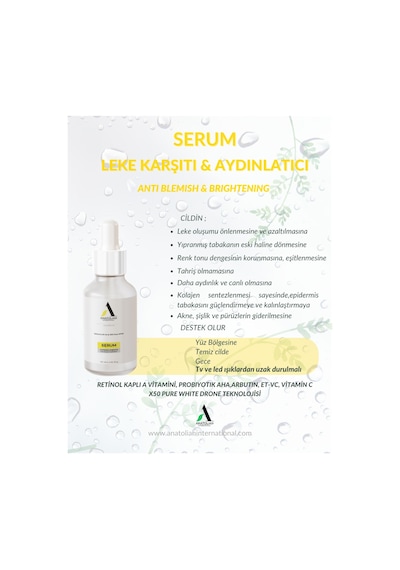 Anatolian International Leke Karşıtı Aydınlatıcı Serum 30 ML