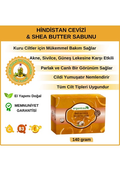 Organicsun Doğal Hindistan Cevizi & Shea Butter Sabunu 140 Gr Tüm Cilt Tipleri İçin Besleyici Ve Onarıcı Etkili