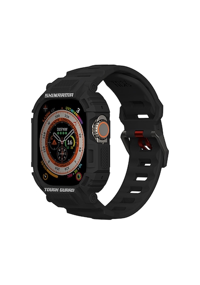 Watch Ultra 49mm Uyumlu 2in1 Tpu Kasa Koruyuculu Silikon Kordon Skinarma Mecha Siyah