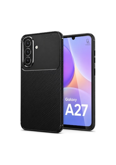 Samsung Galaxy A27 Uyumlu Kılıf Karbon Tasarım Kamera Korumalı Silikon Telefon Kılıfı Kapak Siyah