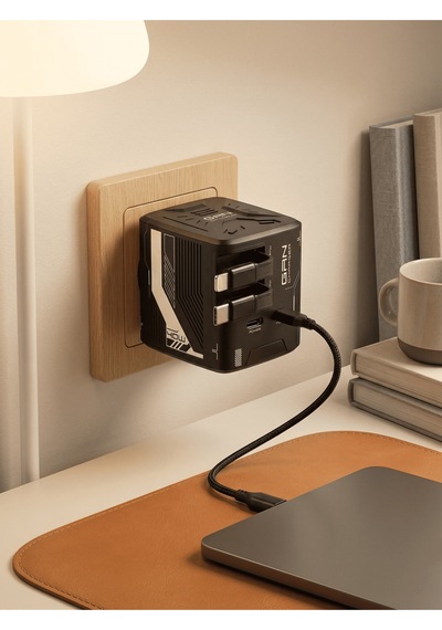 40w Gan Hızlı Şarj Adaptörü Dahili Lightning Ve Type-c Kablolu Şarj Başlığı 2xusb-c Pd40w Şarj Aleti