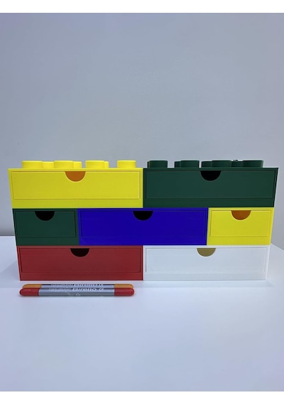 Yapı Oyuncak Tasarımlı Mini Çekmece 2x2 Masaüstü Düzenleyici Çok Renkli