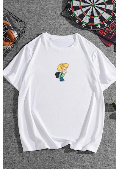 Unisex Cedric Üzümlü Kekim Baskılı T-shirt Beyaz