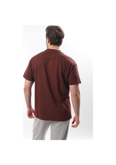 Madmext Acı Kahve Bisiklet Yaka Baskılı Erkek T-shirt E7110 Acı Kahverengi
