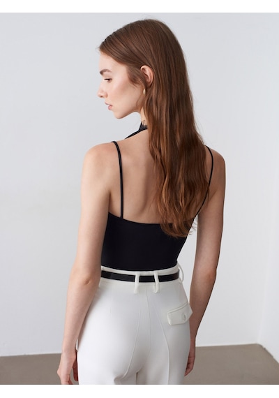 DİLVİN 32837 Dantel Detaylı Bodysuit-siyah
