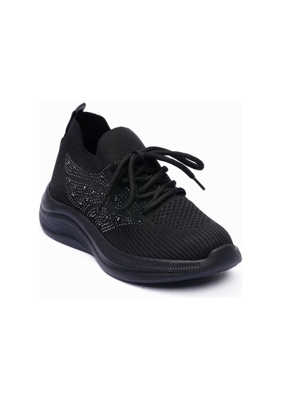 Kadın Triko Sneaker Taş Detaylı Hafif Konfor Taban Bağcıklı Günlük Spor Ayakkabı Viola Siyah Siyah Kadın Triko Sneaker Taş Detaylı Hafif Konfor Taban Bağcıklı Günlük Spor Ayakkabı Viola Siyah Siyah