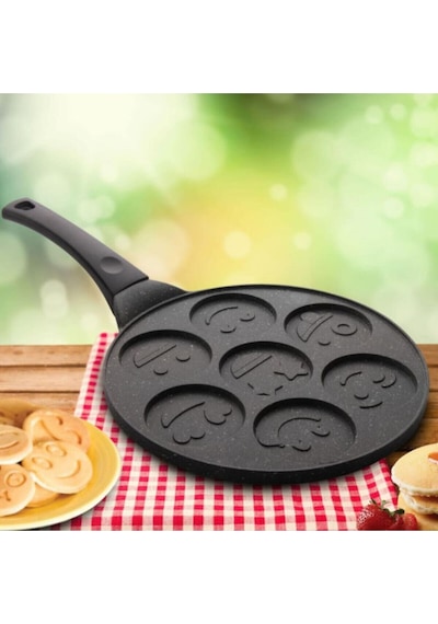 Eda Granit Pankek Tava 28 Cm Gülen Yüz Emojili Pankek Tavası Diğer