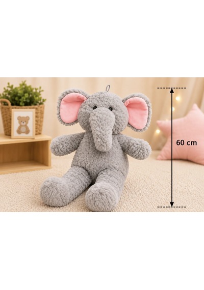 Fil Peluş 60 Cm Açık Gri