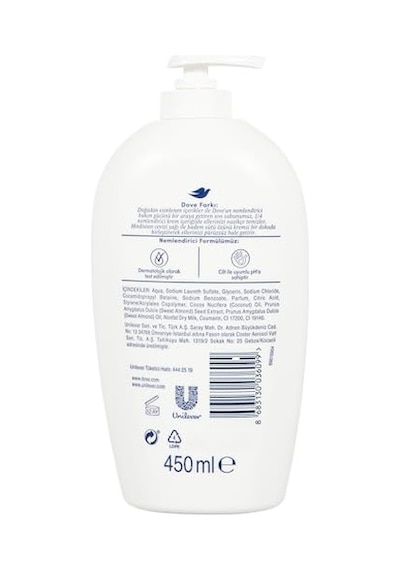 Nemlendirici Sıvı Sabun Hindistan Cevizi Yağı Ve Badem Sütü Özlü 450ml 3 Paketi