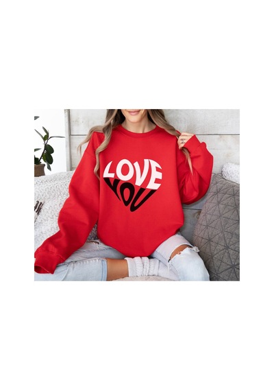 Magors Stıl-x Sevgililer Gününe Özel Love You Baskılı, Pamuklu, Bisiklet Yaka, Unısex Sweatshırt Kırmızı Magors Stıl-x Sevgililer Gününe Özel Love You Baskılı, Pamuklu, Bisiklet Yaka, Unısex Sweatshırt Kırmızı