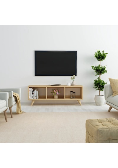 Tina Tv Sehpası 120 Cm Açık Meşe Renkli, Retro Tarz Ahşap Ayaklı Minimal Tv Sehpası Safir Tina Tv Sehpası 120 Cm Açık Meşe Renkli, Retro Tarz Ahşap Ayaklı Minimal Tv Sehpası Safir