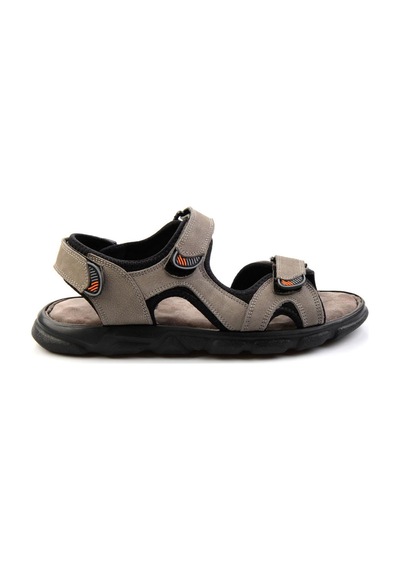 Gri Hakiki Deri Erkek Sandalet E05078102501